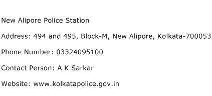 New Alipore Police Station Address Contact Number
