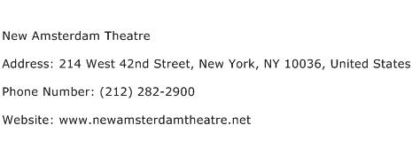 New Amsterdam Theatre Address Contact Number