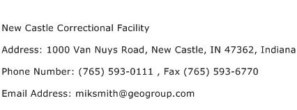 New Castle Correctional Facility Address Contact Number