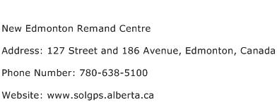 New Edmonton Remand Centre Address Contact Number
