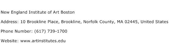New England Institute of Art Boston Address Contact Number