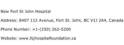 New Fort St John Hospital Address Contact Number