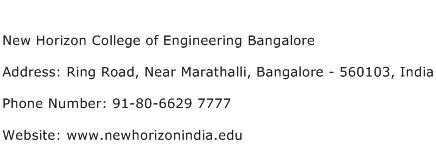 New Horizon College of Engineering Bangalore Address Contact Number