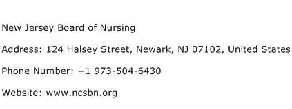 New Jersey Board of Nursing Address Contact Number