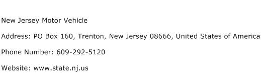 New Jersey Motor Vehicle Address Contact Number