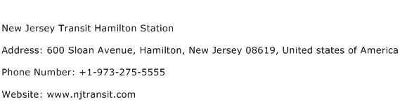 New Jersey Transit Hamilton Station Address Contact Number