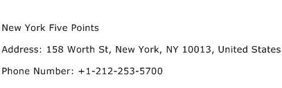New York Five Points Address Contact Number