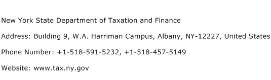 New York State Department of Taxation and Finance Address Contact Number