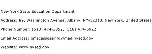 New York State Education Department Address Contact Number