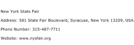 New York State Fair Address Contact Number