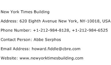 New York Times Building Address Contact Number