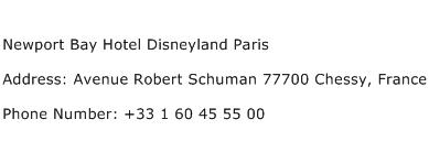 Newport Bay Hotel Disneyland Paris Address Contact Number