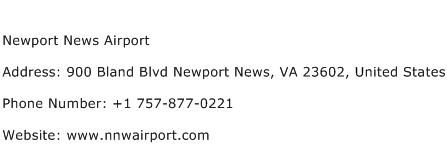 Newport News Airport Address Contact Number