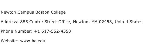 Newton Campus Boston College Address Contact Number