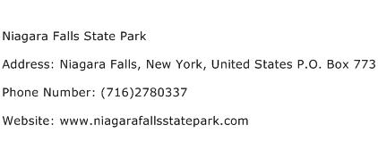Niagara Falls State Park Address Contact Number