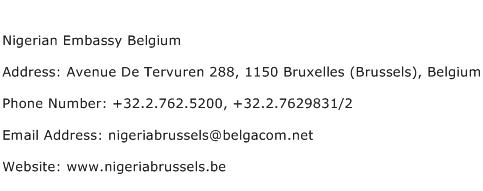 Nigerian Embassy Belgium Address Contact Number