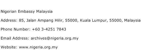 Nigerian Embassy Malaysia Address Contact Number