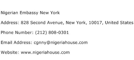 Nigerian Embassy New York Address Contact Number