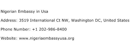 Nigerian Embassy in Usa Address Contact Number