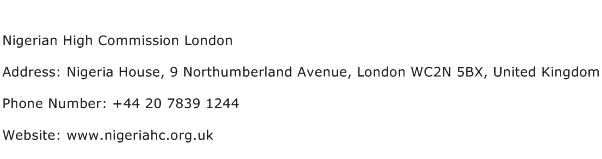 Nigerian High Commission London Address Contact Number
