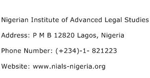 Nigerian Institute of Advanced Legal Studies Address Contact Number