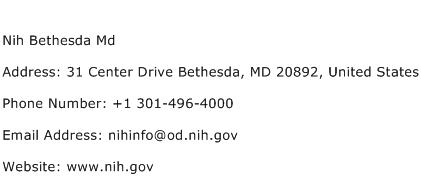 Nih Bethesda Md Address Contact Number