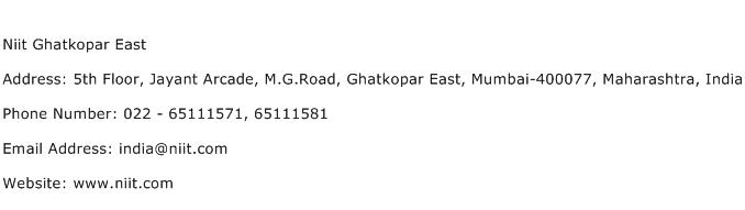 Niit Ghatkopar East Address Contact Number