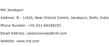 Niit Janakpuri Address Contact Number