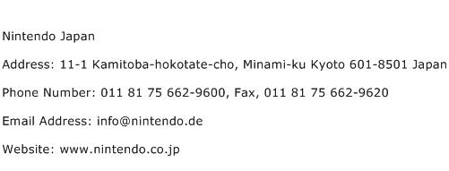 Nintendo Japan Address Contact Number