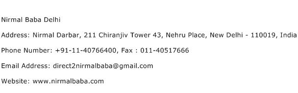 Nirmal Baba Delhi Address Contact Number