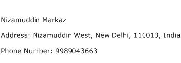 Nizamuddin Markaz Address Contact Number