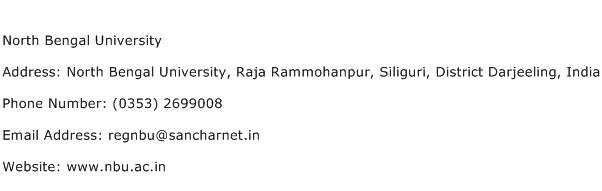 North Bengal University Address Contact Number