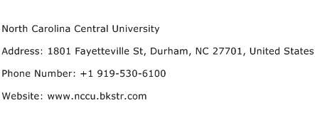 North Carolina Central University Address Contact Number