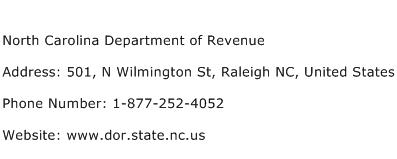 North Carolina Department of Revenue Address Contact Number