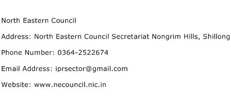 North Eastern Council Address Contact Number