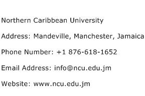 Northern Caribbean University Address Contact Number