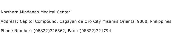 Northern Mindanao Medical Center Address Contact Number