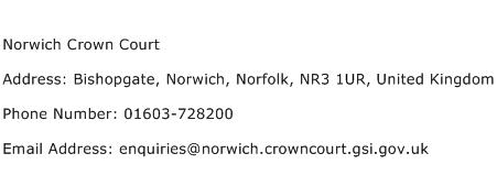 Norwich Crown Court Address Contact Number