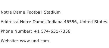 Notre Dame Football Stadium Address Contact Number