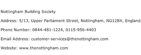 Nottingham Building Society Address Contact Number