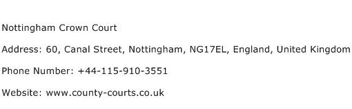 Nottingham Crown Court Address Contact Number