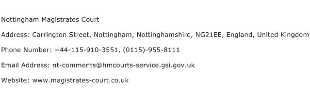 Nottingham Magistrates Court Address Contact Number