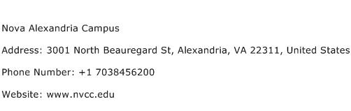 Nova Alexandria Campus Address Contact Number