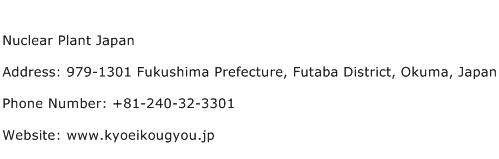 Nuclear Plant Japan Address Contact Number