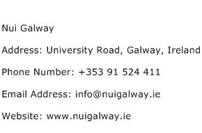 Nui Galway Address Contact Number
