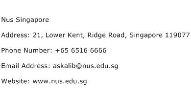 Nus Singapore Address Contact Number