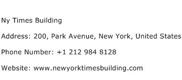 Ny Times Building Address Contact Number