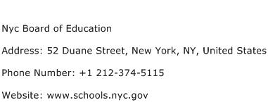 Nyc Board of Education Address Contact Number