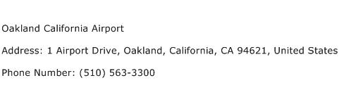 Oakland California Airport Address Contact Number