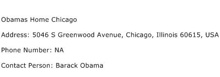 Obamas Home Chicago Address Contact Number